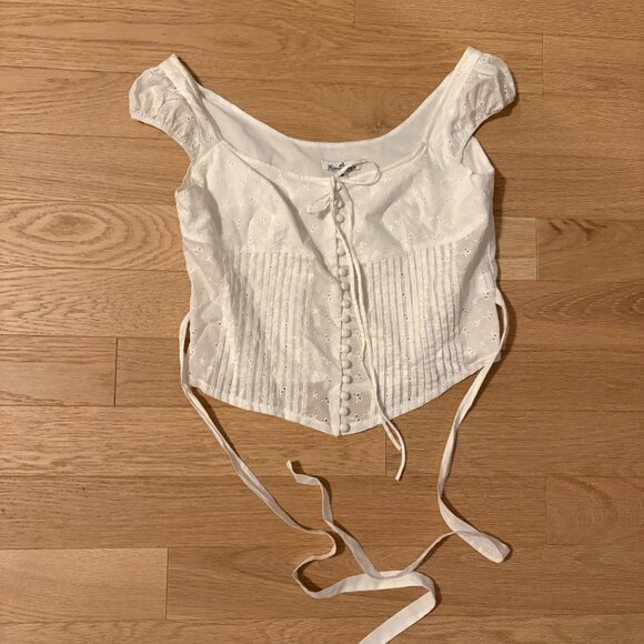 Mirror Palais White Eyelet Top Size M - Picture 3 of 5